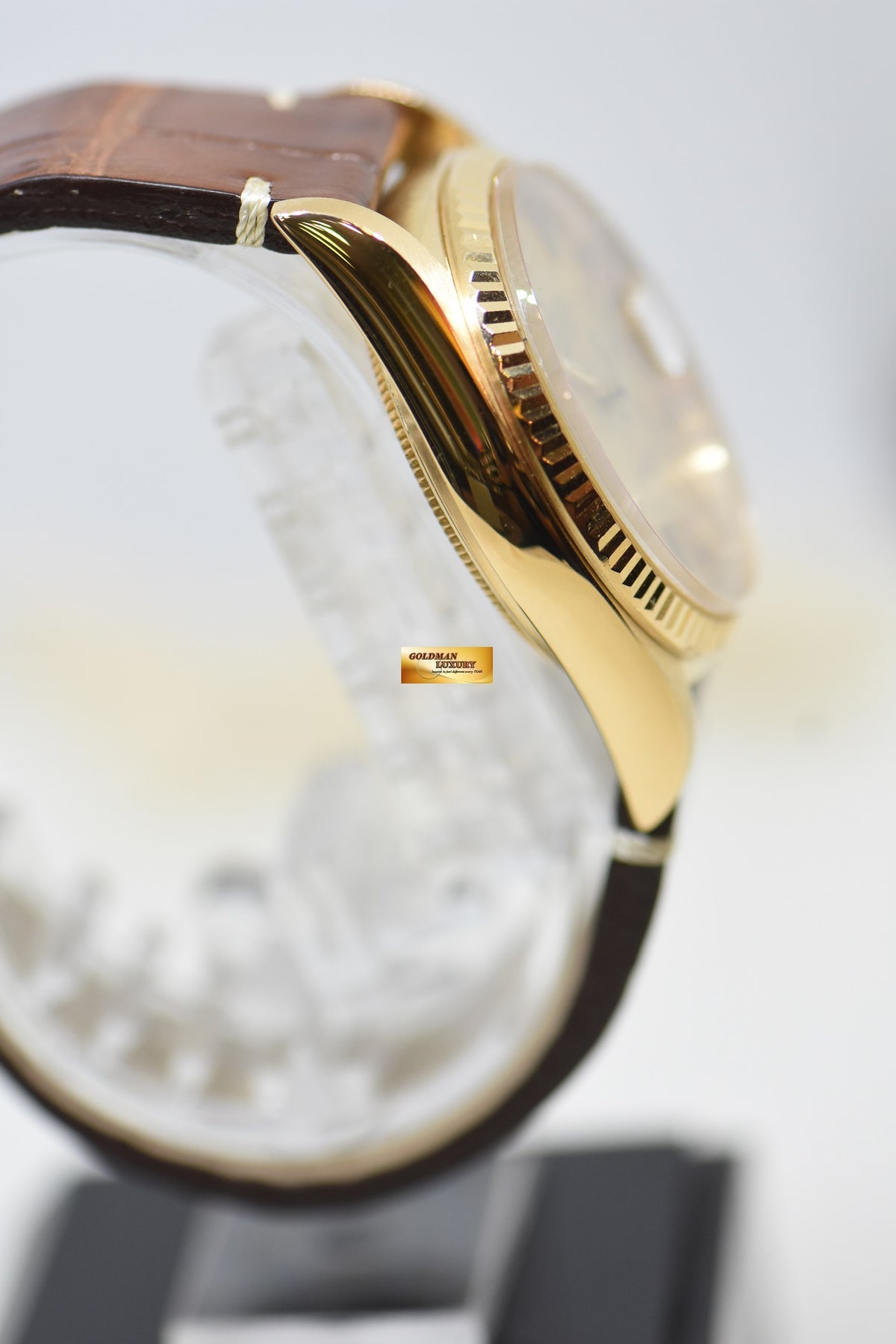 [SOLD] ROLEX OYSTER PERPETUAL DATEJUST 36mm YELLOW GOLD GOLD DIAL (QUICK-SET DATE) 16018 [HEAD ONLY] (VINTAGE)