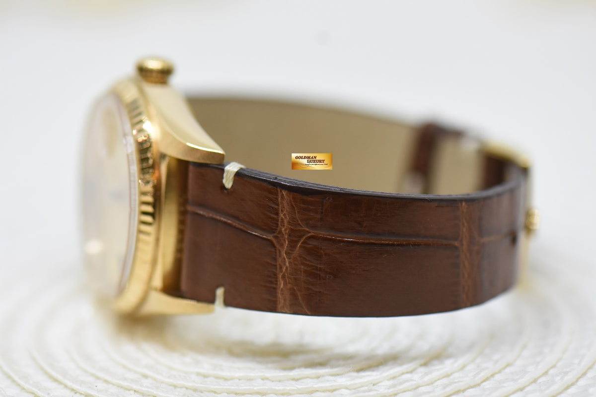 [SOLD] ROLEX OYSTER PERPETUAL DATEJUST 36mm YELLOW GOLD GOLD DIAL (QUICK-SET DATE) 16018 [HEAD ONLY] (VINTAGE)
