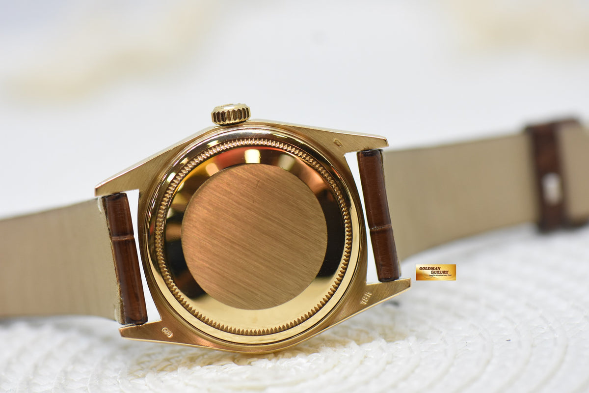 [SOLD] ROLEX OYSTER PERPETUAL DATEJUST 36mm YELLOW GOLD GOLD DIAL (QUICK-SET DATE) 16018 [HEAD ONLY] (VINTAGE)