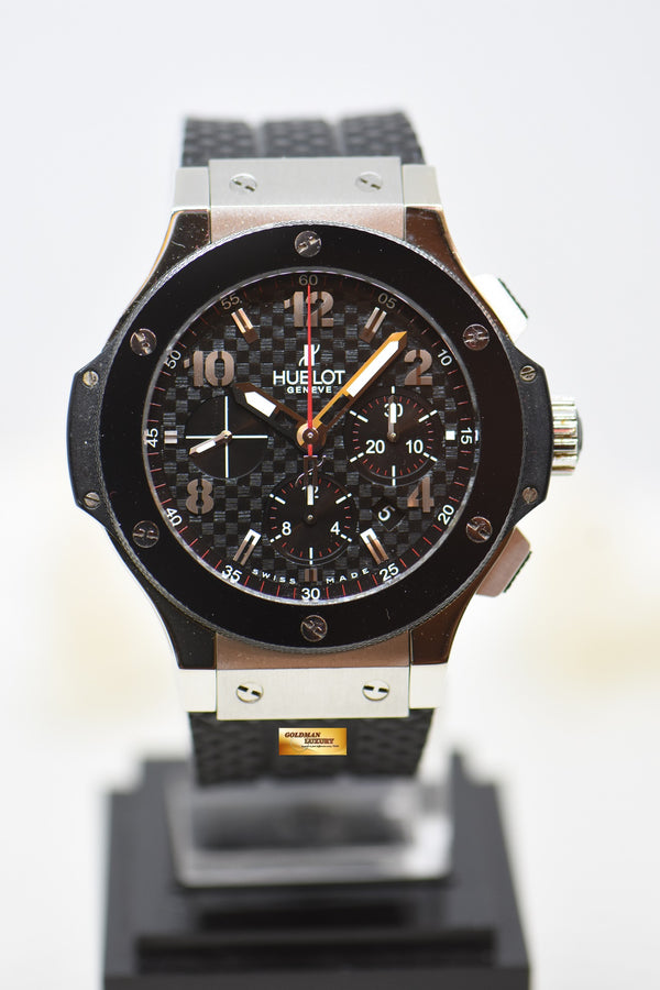 [SOLD] HUBLOT BIG BANG CHRONOGRAPH 44mm STEEL IN RUBBER STRAP CERAMIC BEZEL AUTOMATIC 301.SB.131.RX (MINT)