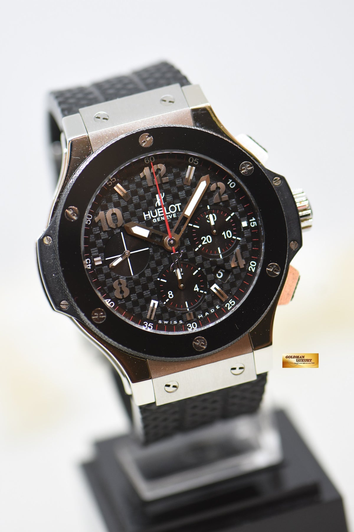 [SOLD] HUBLOT BIG BANG CHRONOGRAPH 44mm STEEL IN RUBBER STRAP CERAMIC BEZEL AUTOMATIC 301.SB.131.RX (MINT)