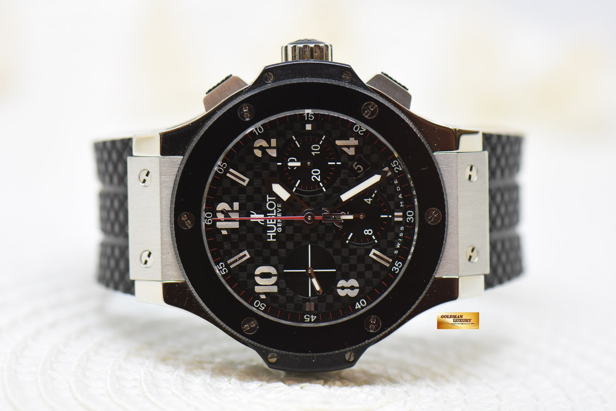 [SOLD] HUBLOT BIG BANG CHRONOGRAPH 44mm STEEL IN RUBBER STRAP CERAMIC BEZEL AUTOMATIC 301.SB.131.RX (MINT)