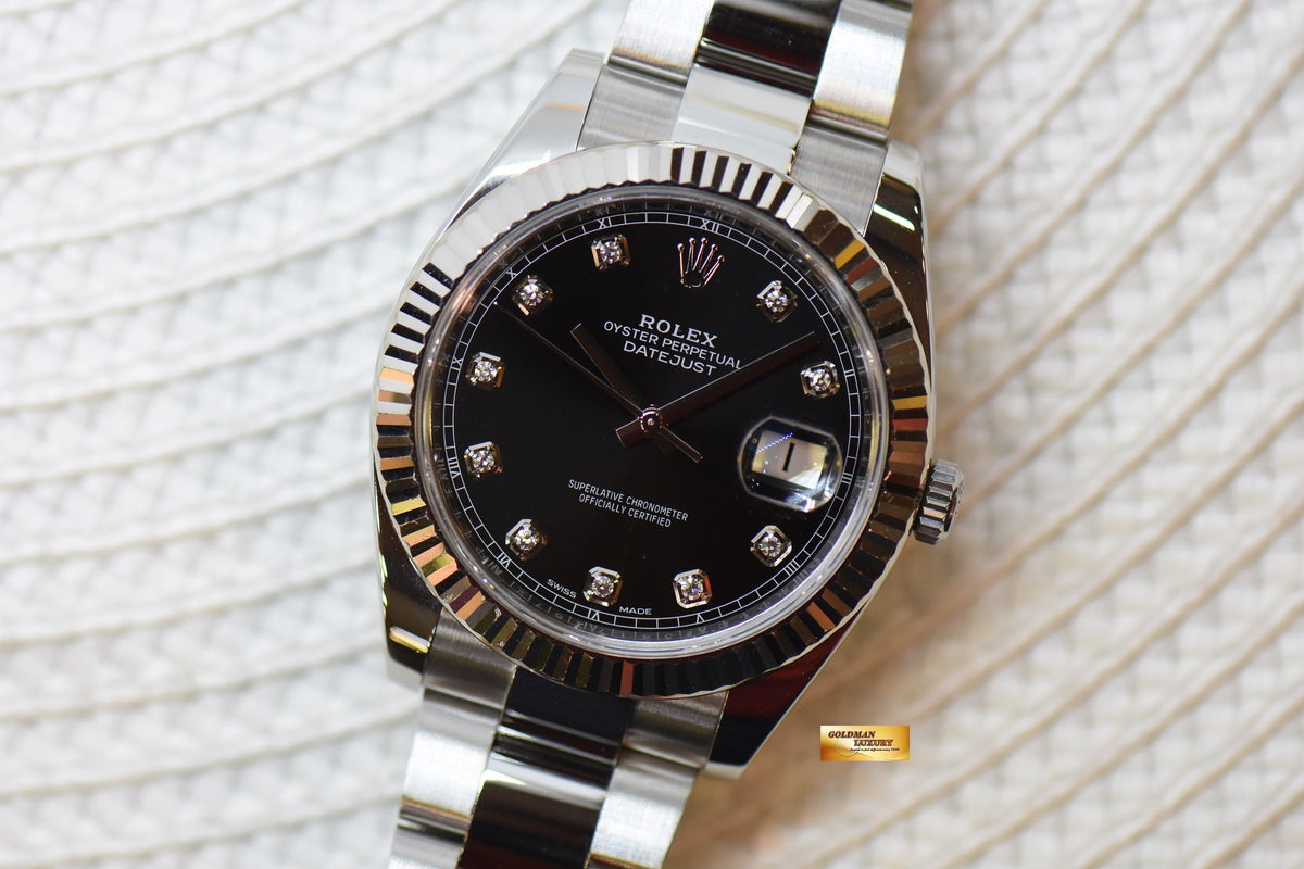 [SOLD] ROLEX OYSTER DATEJUST 41mm OYSTER STEEL BLACK DIAMOND DIAL 126334 (LNIB)