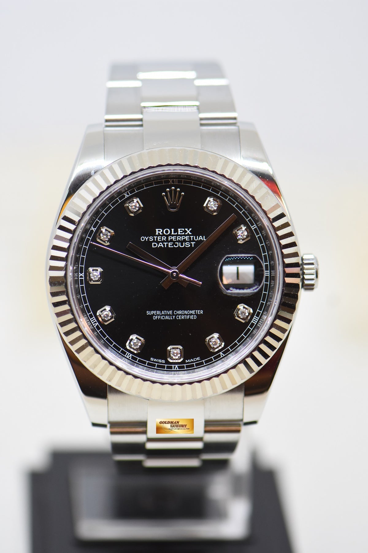 [SOLD] ROLEX OYSTER DATEJUST 41mm OYSTER STEEL BLACK DIAMOND DIAL 126334 (LNIB)