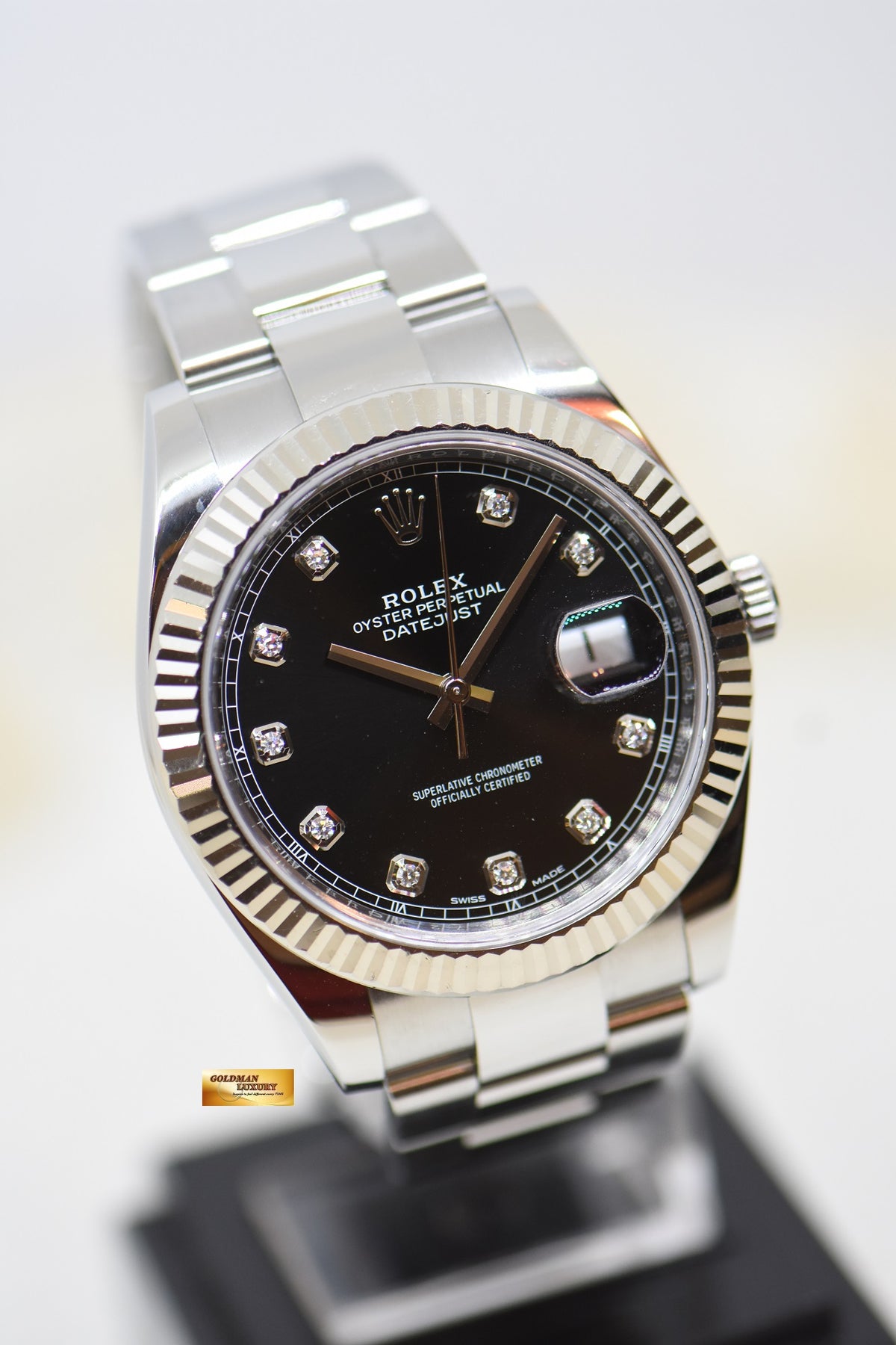 [SOLD] ROLEX OYSTER DATEJUST 41mm OYSTER STEEL BLACK DIAMOND DIAL 126334 (LNIB)