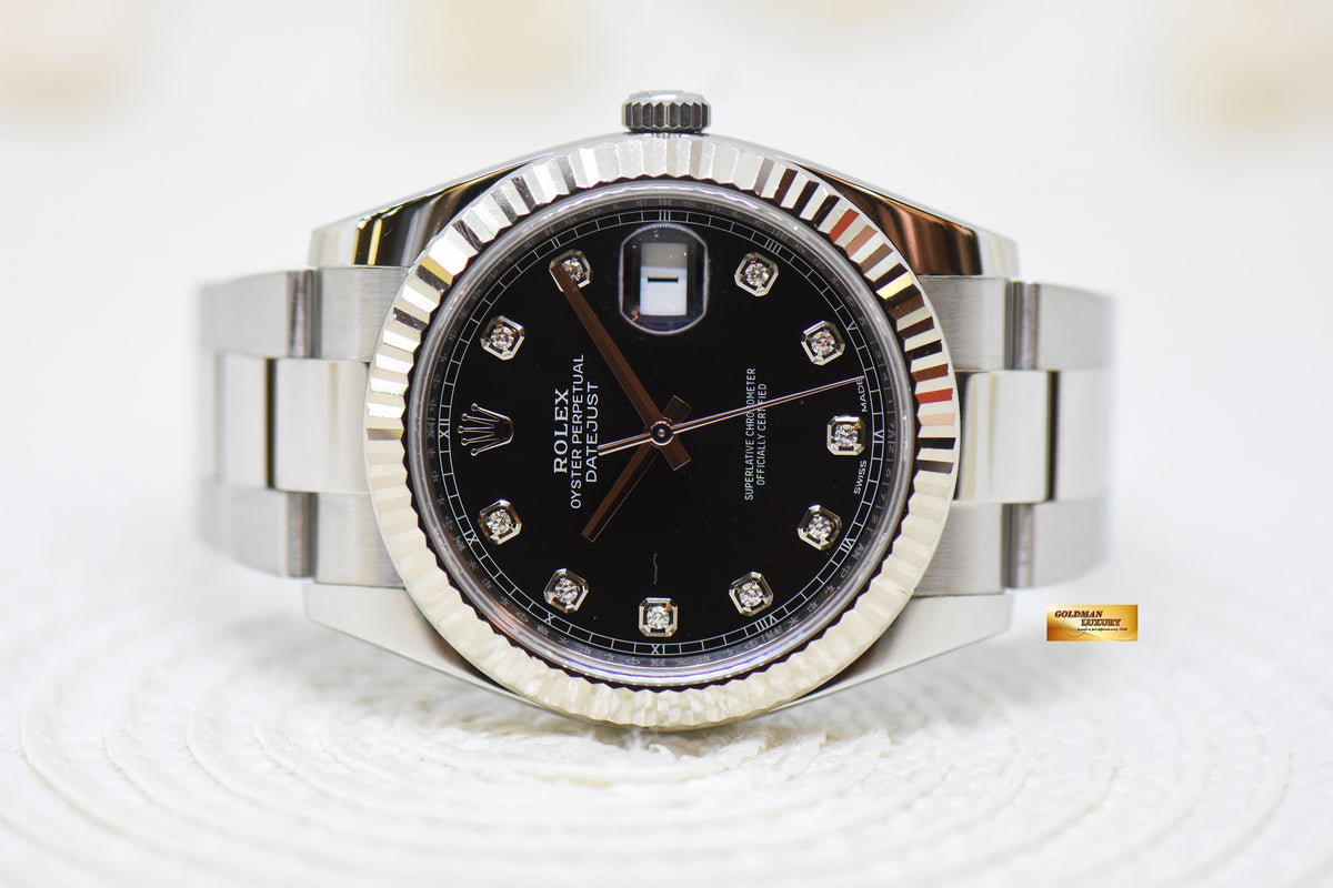 [SOLD] ROLEX OYSTER DATEJUST 41mm OYSTER STEEL BLACK DIAMOND DIAL 126334 (LNIB)
