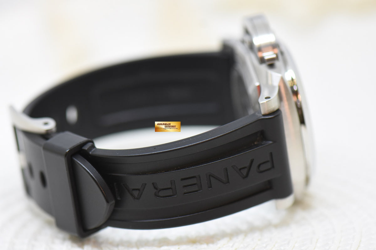 [SOLD] PANERAI LUMINOR 1950 GMT 44mm STEEL IN RUBBER STRAP AUTOMATIC BLACK PAM 1320 (MINT)