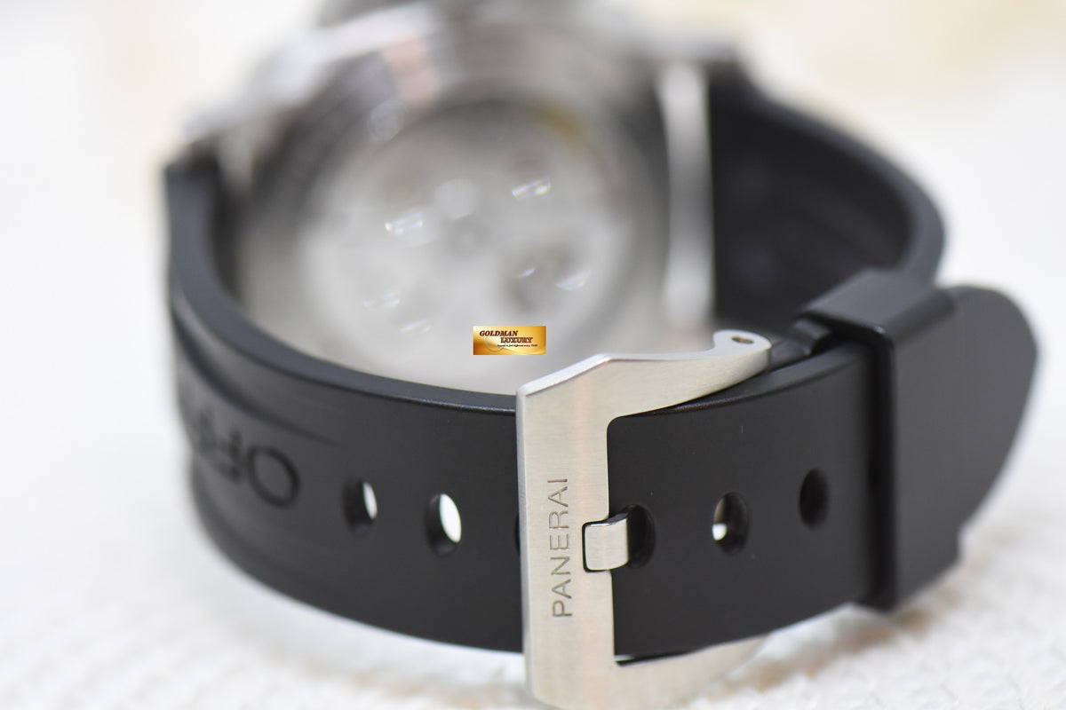 [SOLD] PANERAI LUMINOR 1950 GMT 44mm STEEL IN RUBBER STRAP AUTOMATIC BLACK PAM 1320 (MINT)