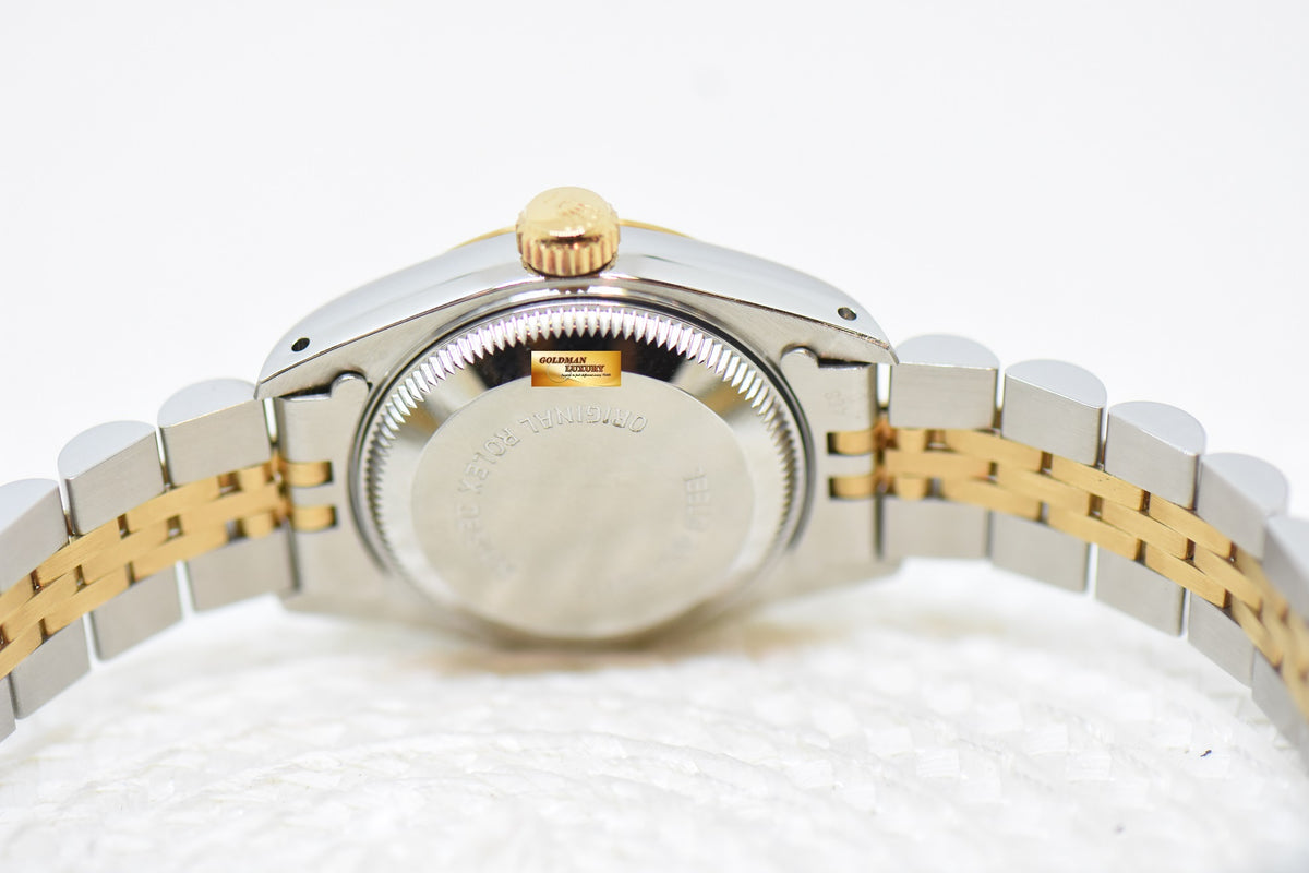 [SOLD] ROLEX OYSTER DATEJUST 26mm HALF-GOLD IN JUBILEE BRACELET GOLD TAPESTRY DIAL 69173 (MINT)