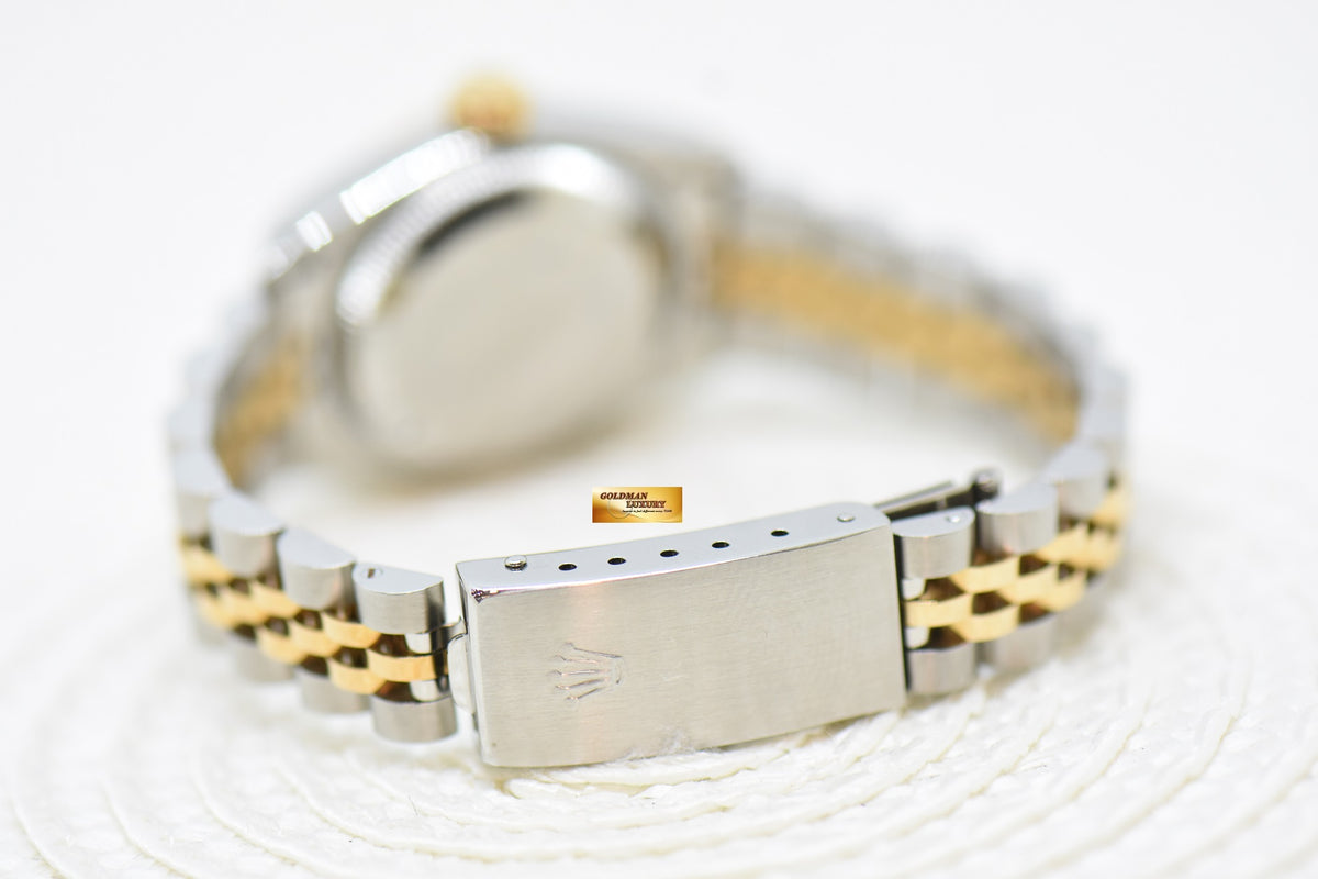 [SOLD] ROLEX OYSTER DATEJUST 26mm HALF-GOLD IN JUBILEE BRACELET GOLD TAPESTRY DIAL 69173 (MINT)