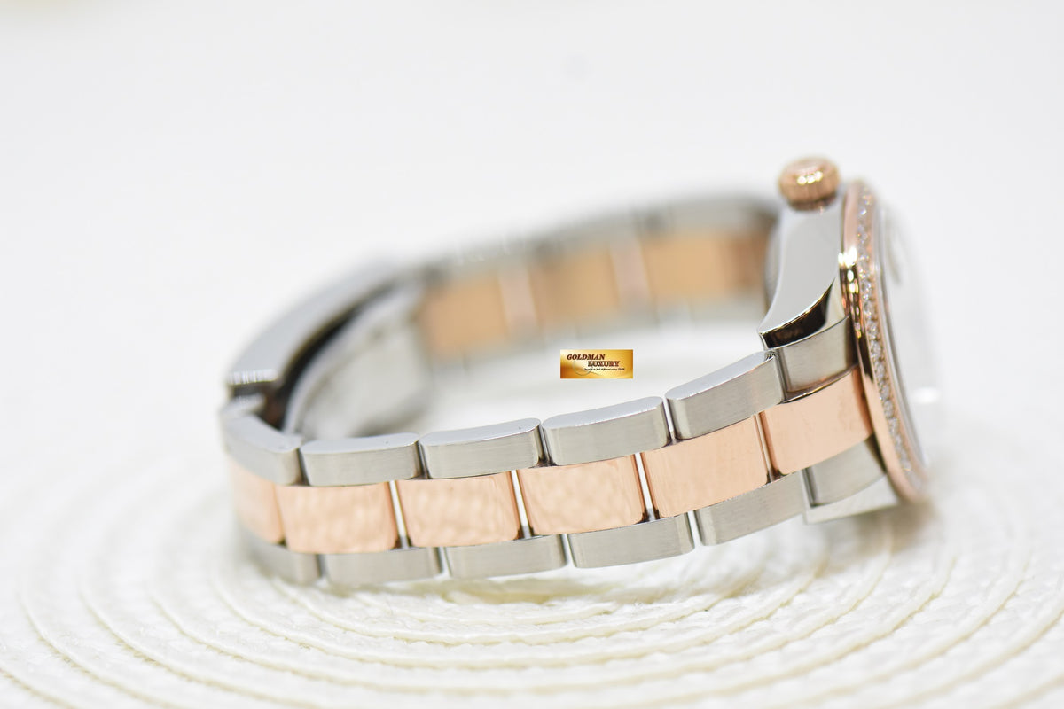 [SOLD] ROLEX OYSTER DATEJUST 28mm CHOCOLATE DIAMOND DIAL ORIGINAL DIAMOND BEZEL HALF EVEROSE GOLD IN OYSTER BRACELET 279381RBR (MINT)