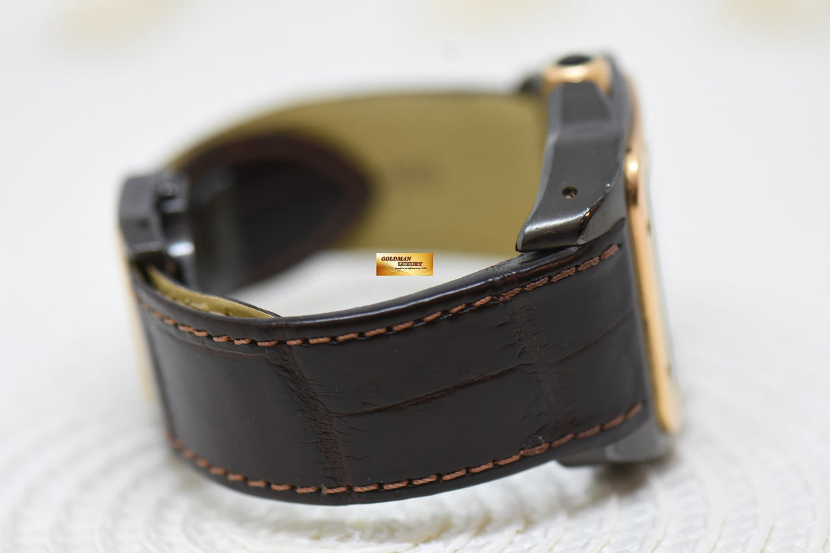 [SOLD] CARTIER SANTOS 100XL LARGE SIZE BLACK DLC / 18K ROSE GOLD IN LEATHER STRAP AUTOMATIC W2020009 (MINT)