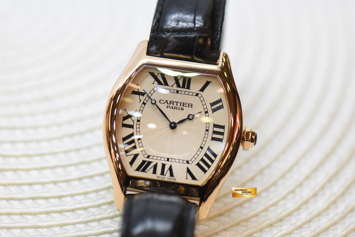 [SOLD] CARTIER PARIS CPCP TORTUE XL MEN’S 18K ROSE GOLD MANUAL WINDING 2763 (MINT)