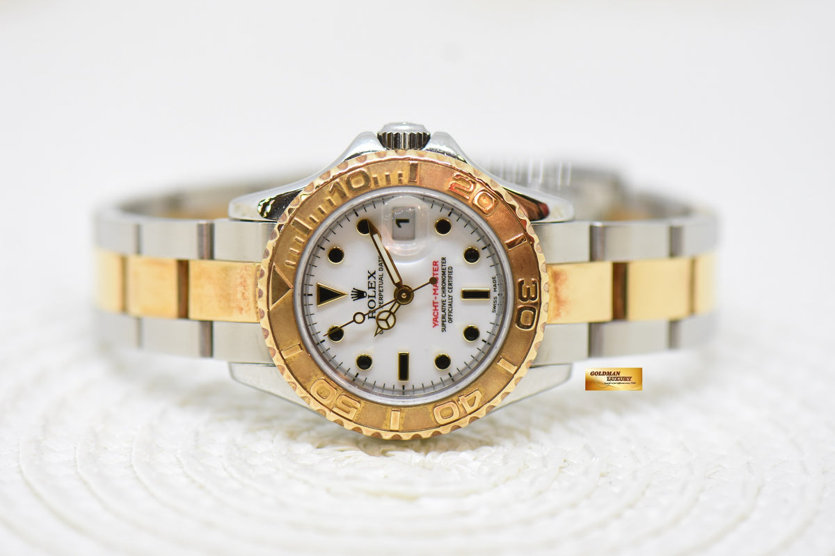 [SOLD] ROLEX OYSTER PERPETUAL YACHT-MASTER 29mm HALF-GOLD WHITE ONYX DIAL 169623 (MINT)