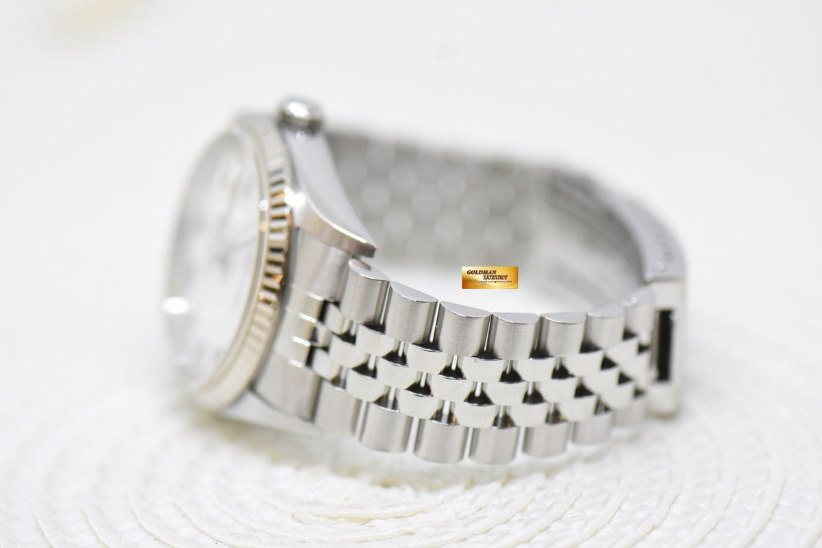[SOLD] ROLEX OYSTER DATEJUST 36mm STEEL IN JUBILEE BRACELET WHITE ROMAN DIAL 16234 (MINT)