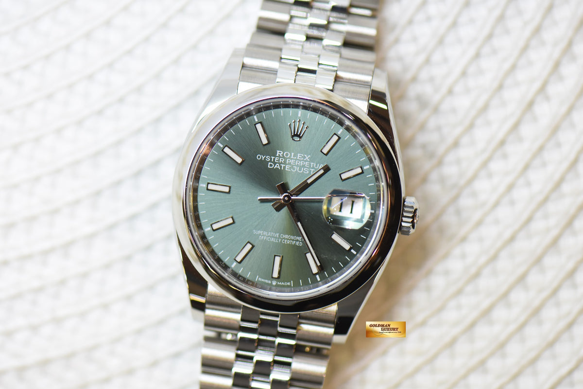 [SOLD] ROLEX OYSTER DATEJUST 36mm STEEL IN JUBILEE BRACELET MINT GREEN DIAL 126200 (NEW-UNWORN)