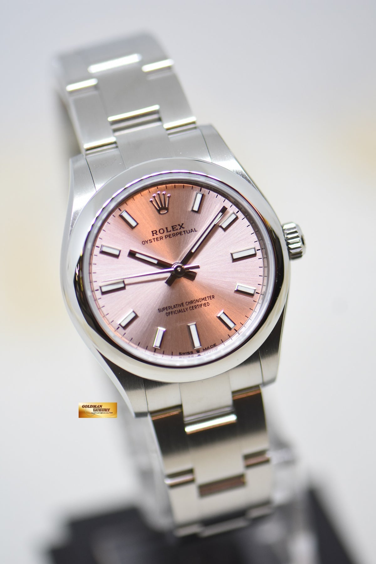 [SOLD] ROLEX OYSTER PERPETUAL 31mm STEEL IN OYSTER BRACELET SUNBURST PINK DIAL 277200 (NEW-UNWORN)