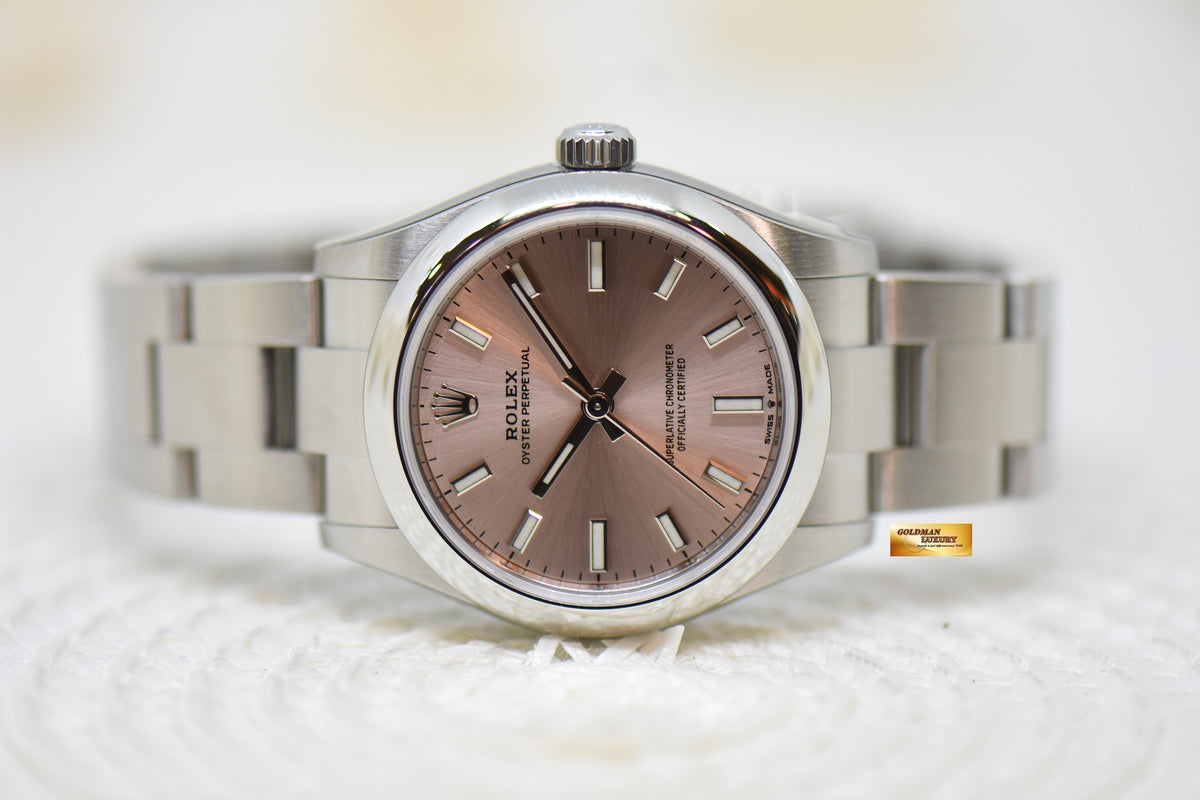 [SOLD] ROLEX OYSTER PERPETUAL 31mm STEEL IN OYSTER BRACELET SUNBURST PINK DIAL 277200 (NEW-UNWORN)