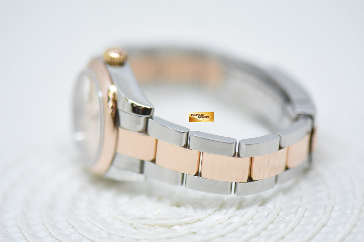 [SOLD] ROLEX OYSTER DATEJUST 26mm HALF-EVEROSE GOLD OYSTER BRACELET SILVER-PINK DIAMOND DIAL 179161 (MINT)