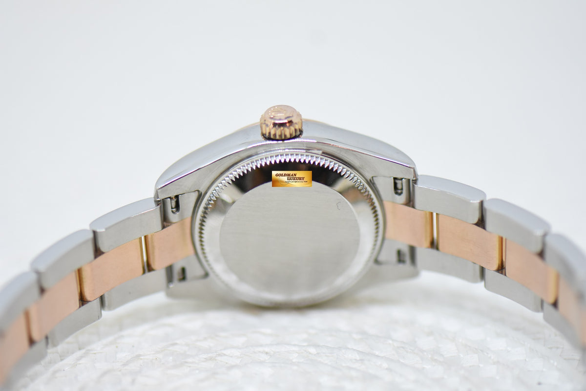 [SOLD] ROLEX OYSTER DATEJUST 26mm HALF-EVEROSE GOLD OYSTER BRACELET SILVER-PINK DIAMOND DIAL 179161 (MINT)