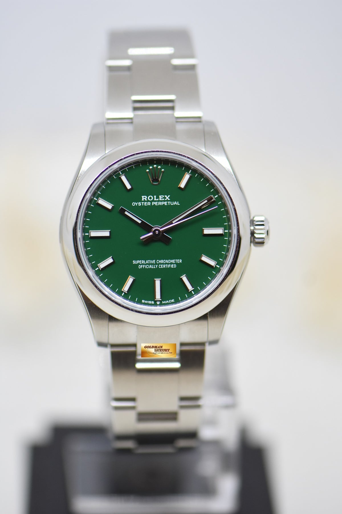 [SOLD] ROLEX OYSTER PERPETUAL 31mm STEEL IN OYSTER BRACELET GREEN DIAL 277200 (NEW-UNWORN)