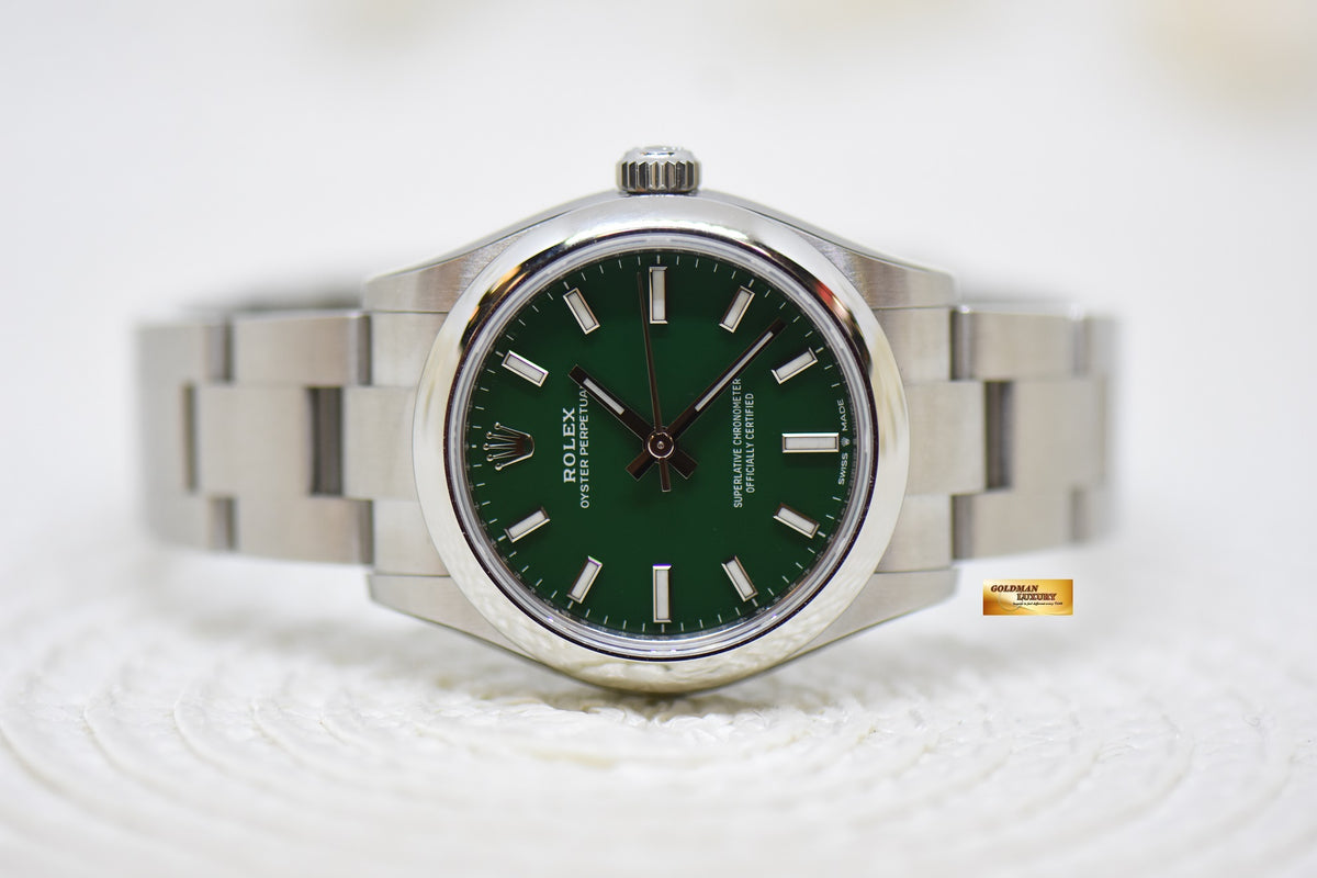 [SOLD] ROLEX OYSTER PERPETUAL 31mm STEEL IN OYSTER BRACELET GREEN DIAL 277200 (NEW-UNWORN)