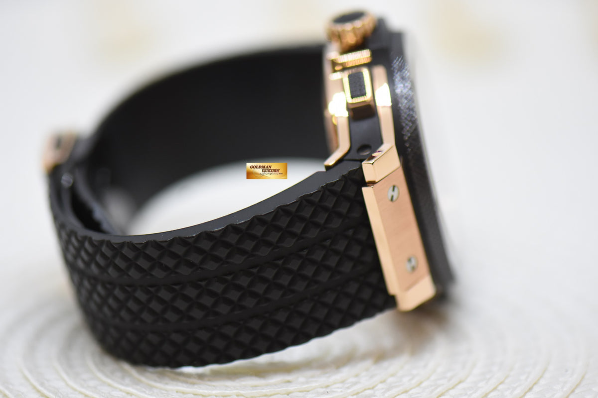 [SOLD] HUBLOT BIG BANG CHRONOGRAPH 44mm ROSE GOLD IN RUBBER STRAP CERAMIC BEZEL AUTOMATIC 301.PB.131.RX (MINT)