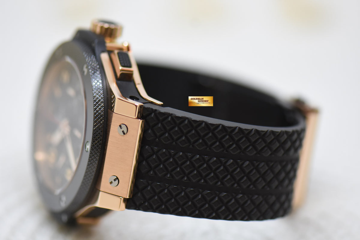 [SOLD] HUBLOT BIG BANG CHRONOGRAPH 44mm ROSE GOLD IN RUBBER STRAP CERAMIC BEZEL AUTOMATIC 301.PB.131.RX (MINT)