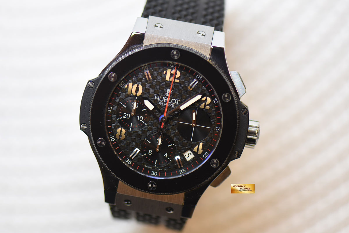 [SOLD] HUBLOT BIG BANG CHRONOGRAPH 41mm STEEL IN RUBBER STRAP CERAMIC BEZEL AUTOMATIC 342.SB.131.RX (MINT)