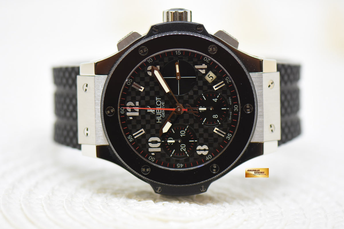 [SOLD] HUBLOT BIG BANG CHRONOGRAPH 41mm STEEL IN RUBBER STRAP CERAMIC BEZEL AUTOMATIC 342.SB.131.RX (MINT)