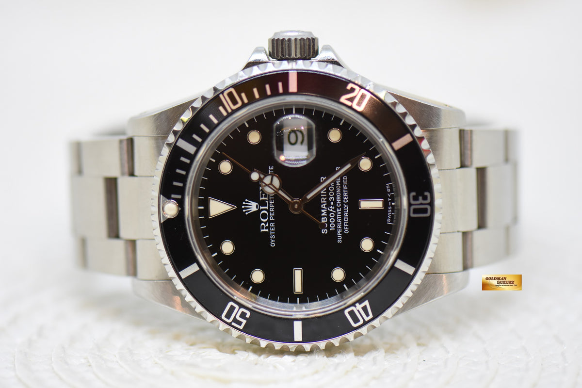 [SOLD] ROLEX OYSTER SUBMARINER 40mm OYSTER STEEL BRACELET BLACK TRITIUM AGED PERTINA 16610 (MINT)
