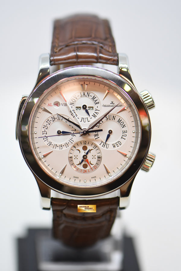 [SOLD] JLC MASTER GRAND REVEIL PERPETUAL ALARM 43mm STEEL IN LEATHER STRAP AUTOMATIC 149.8.95 (MINT)
