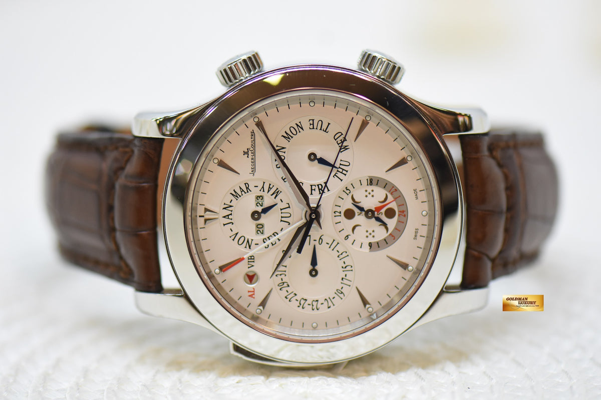 [SOLD] JLC MASTER GRAND REVEIL PERPETUAL ALARM 43mm STEEL IN LEATHER STRAP AUTOMATIC 149.8.95 (MINT)