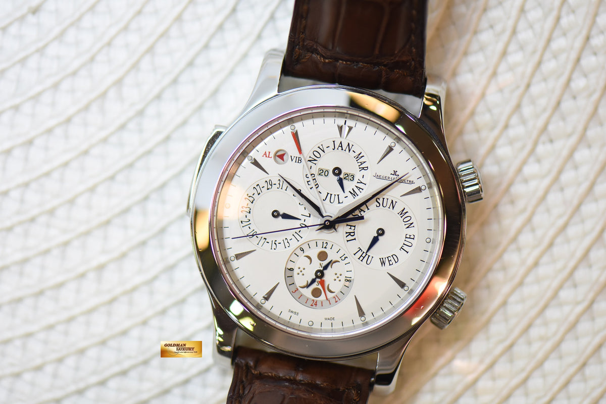 [SOLD] JLC MASTER GRAND REVEIL PERPETUAL ALARM 43mm STEEL IN LEATHER STRAP AUTOMATIC 149.8.95 (MINT)