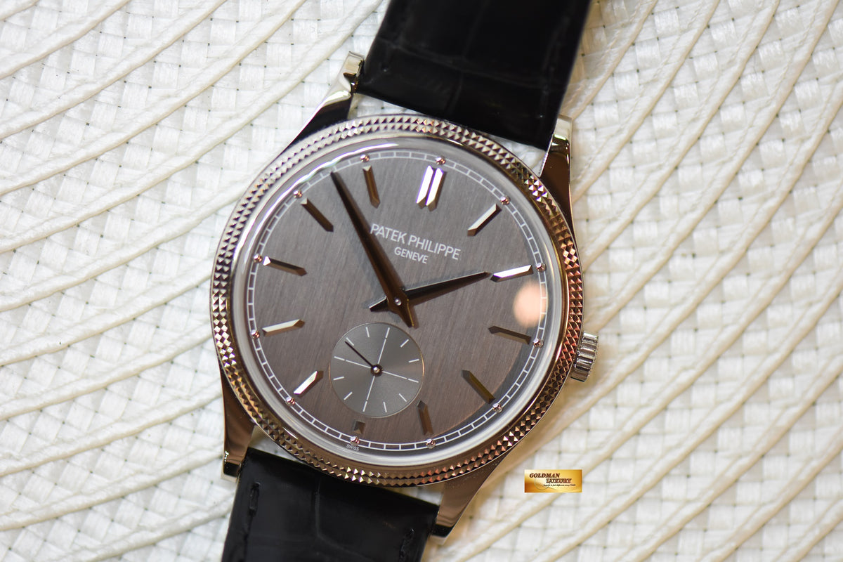 [SOLD] PATEK PHILIPPE CALATRAVA 39mm 18K WHITE GOLD IN LEATHER STRAP CHARCOAL GRAY MANUAL 6119G (LNIB)