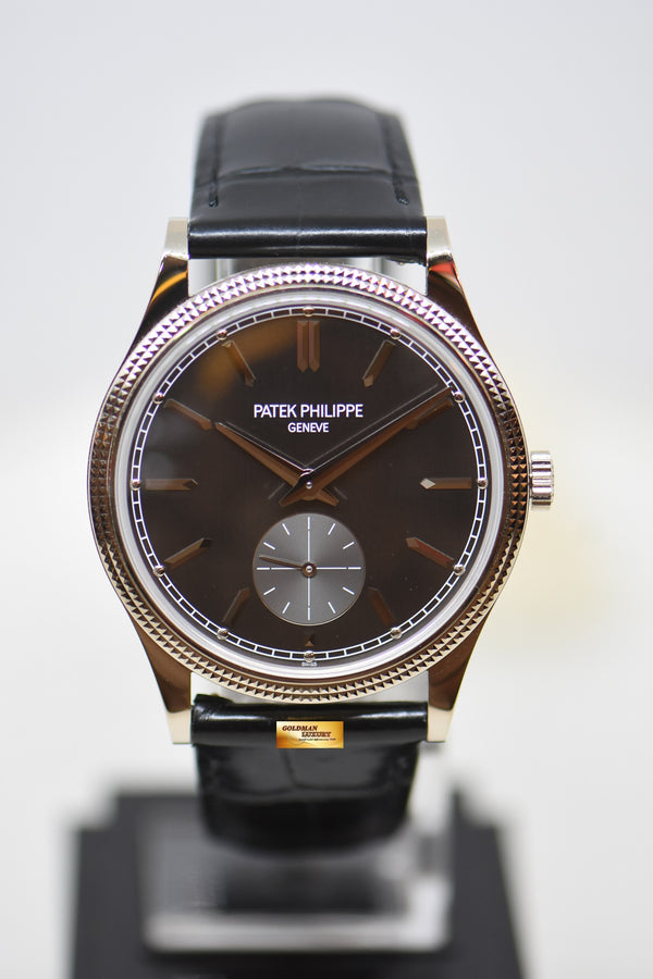 [SOLD] PATEK PHILIPPE CALATRAVA 39mm 18K WHITE GOLD IN LEATHER STRAP CHARCOAL GRAY MANUAL 6119G (LNIB)