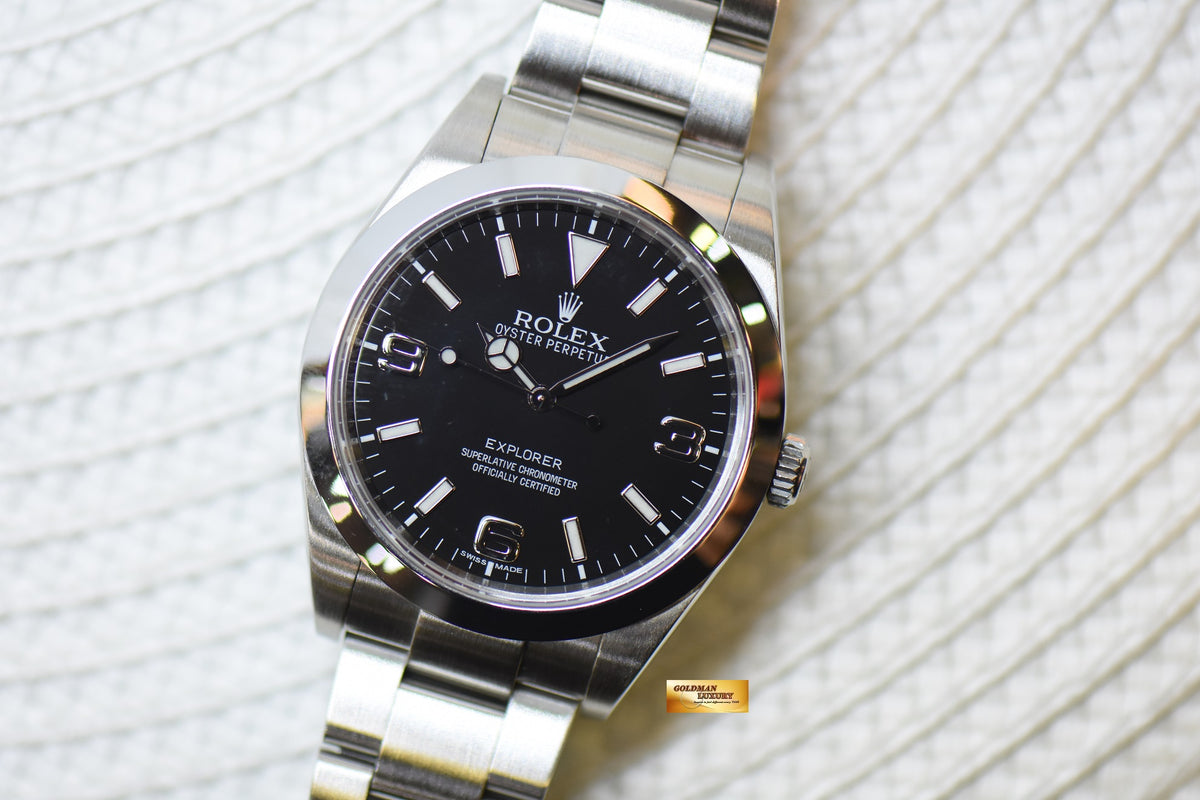 [SOLD] ROLEX OYSTER EXPLORER 1 39mm MARK I DIAL STEEL IN BRACELET BLACK 214270 (MINT)