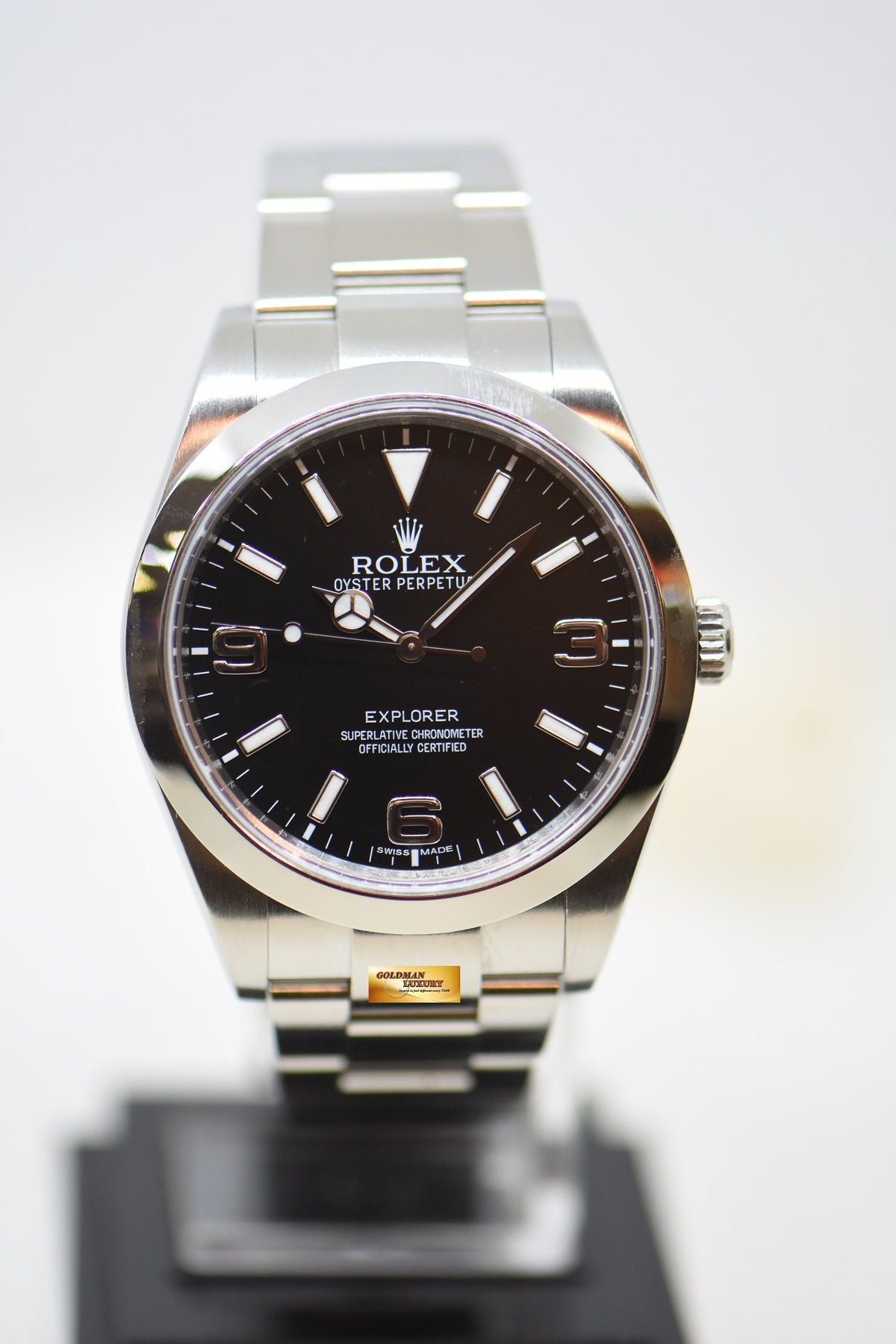 [SOLD] ROLEX OYSTER EXPLORER 1 39mm MARK I DIAL STEEL IN BRACELET BLACK 214270 (MINT)