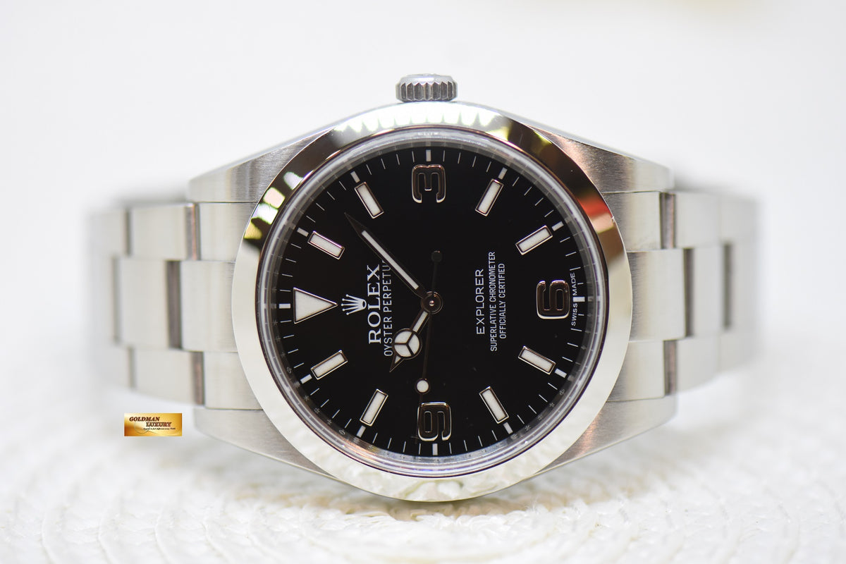 [SOLD] ROLEX OYSTER EXPLORER 1 39mm MARK I DIAL STEEL IN BRACELET BLACK 214270 (MINT)