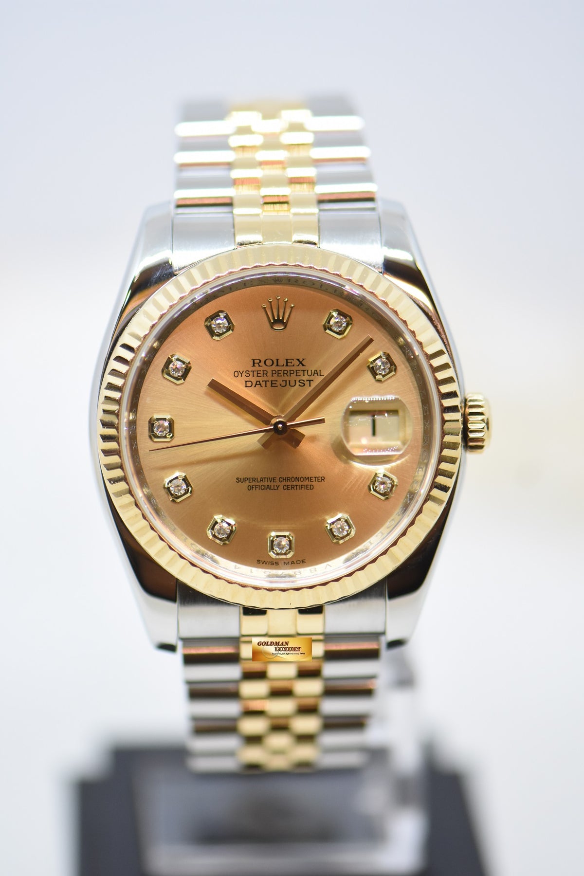 [SOLD] ROLEX OYSTER DATEJUST 36mm HALF-GOLD IN JUBILEE BRACELET CHAMPAGNE DIAMOND DIAL 116233 (MINT)