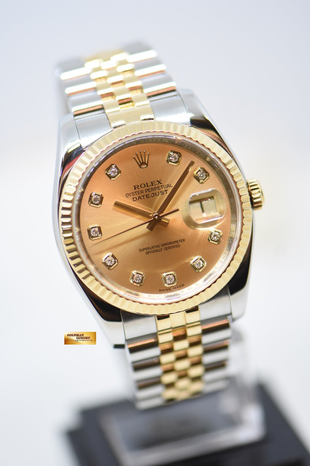 [SOLD] ROLEX OYSTER DATEJUST 36mm HALF-GOLD IN JUBILEE BRACELET CHAMPAGNE DIAMOND DIAL 116233 (MINT)