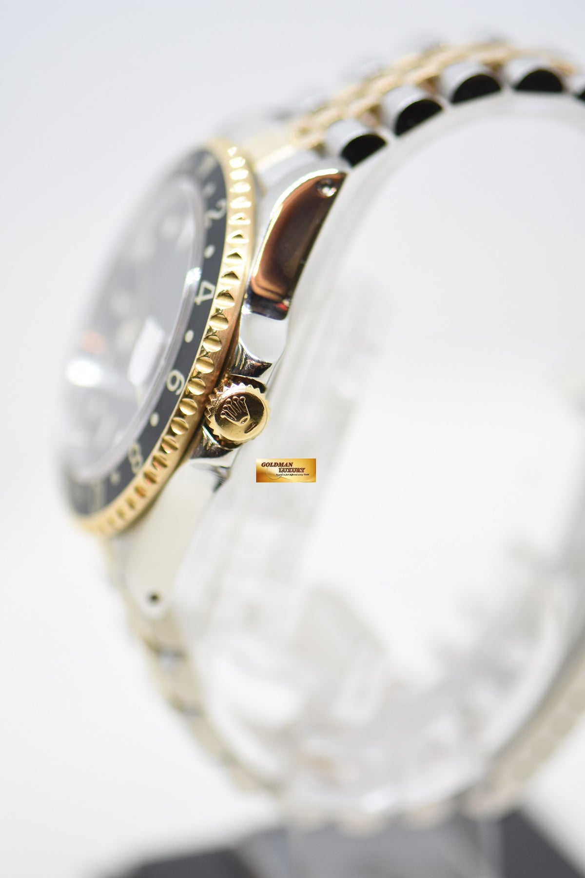 [SOLD] ROLEX OYSTER PERPETUAL GMT-MASTER II 40mm HALF-GOLD JUBILEE IN BRACELET BLACK TRITIUM DIAL 16713 (MINT)