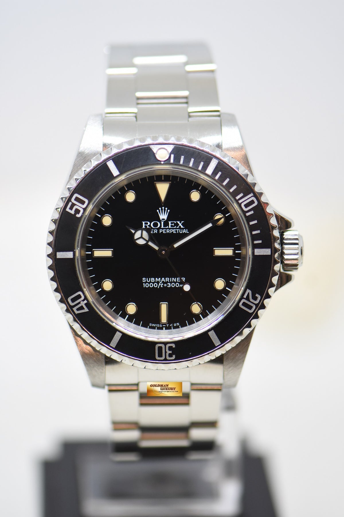 [SOLD] ROLEX OYSTER SUBMARINER NO DATE 40mm BLACK TRITIUM DIAL 2 LINERS STEEL 14060 (AGED PERTINA)