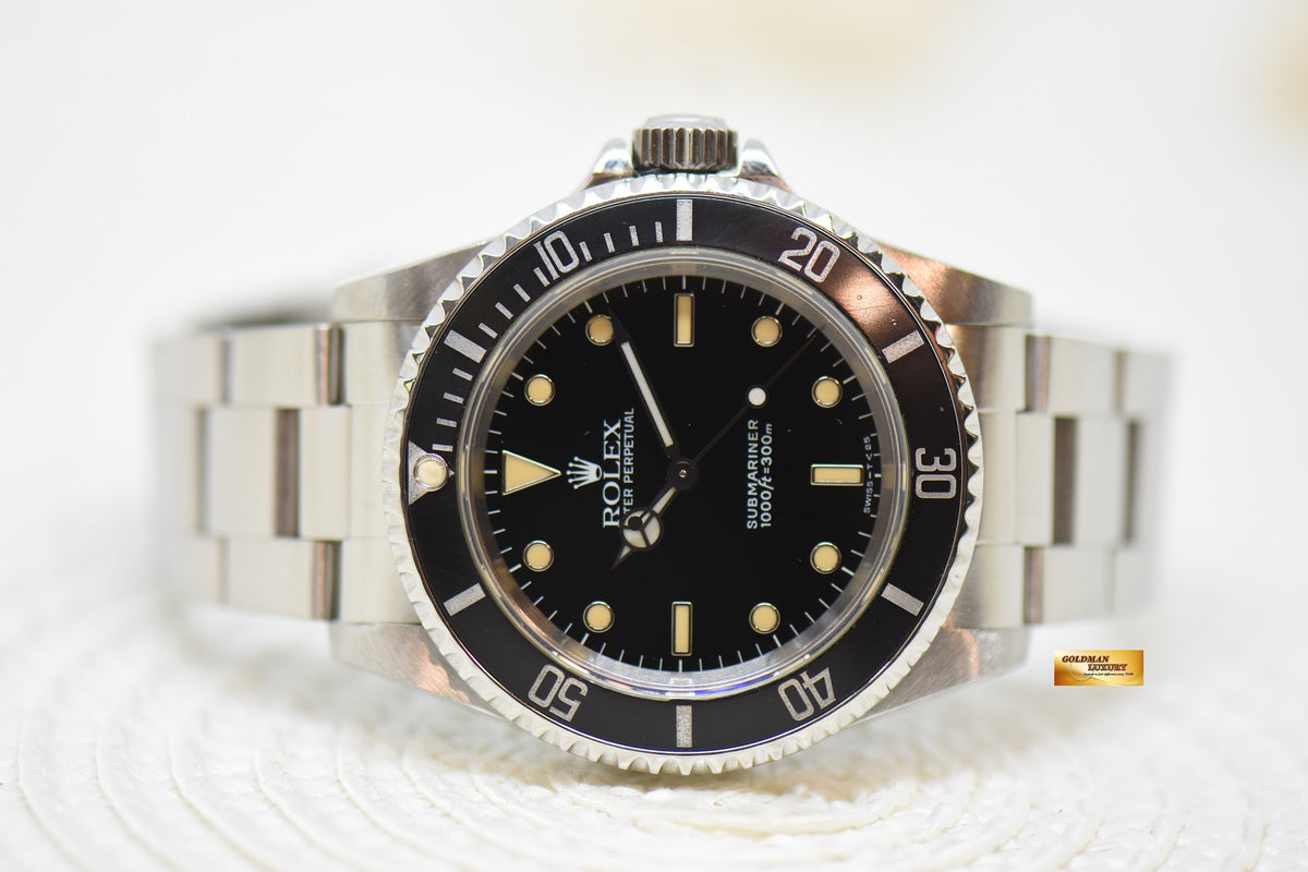 [SOLD] ROLEX OYSTER SUBMARINER NO DATE 40mm BLACK TRITIUM DIAL 2 LINERS STEEL 14060 (AGED PERTINA)