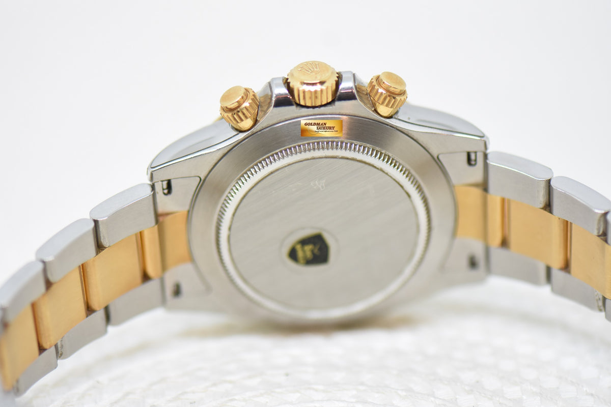 [SOLD] ROLEX OYSTER DAYTONA CHRONOGRAPH 40mm GOLD / STEEL IN OYSTER BRACELET BLACK DIAL 116503 (MINT)(RX-8 STICKERS)