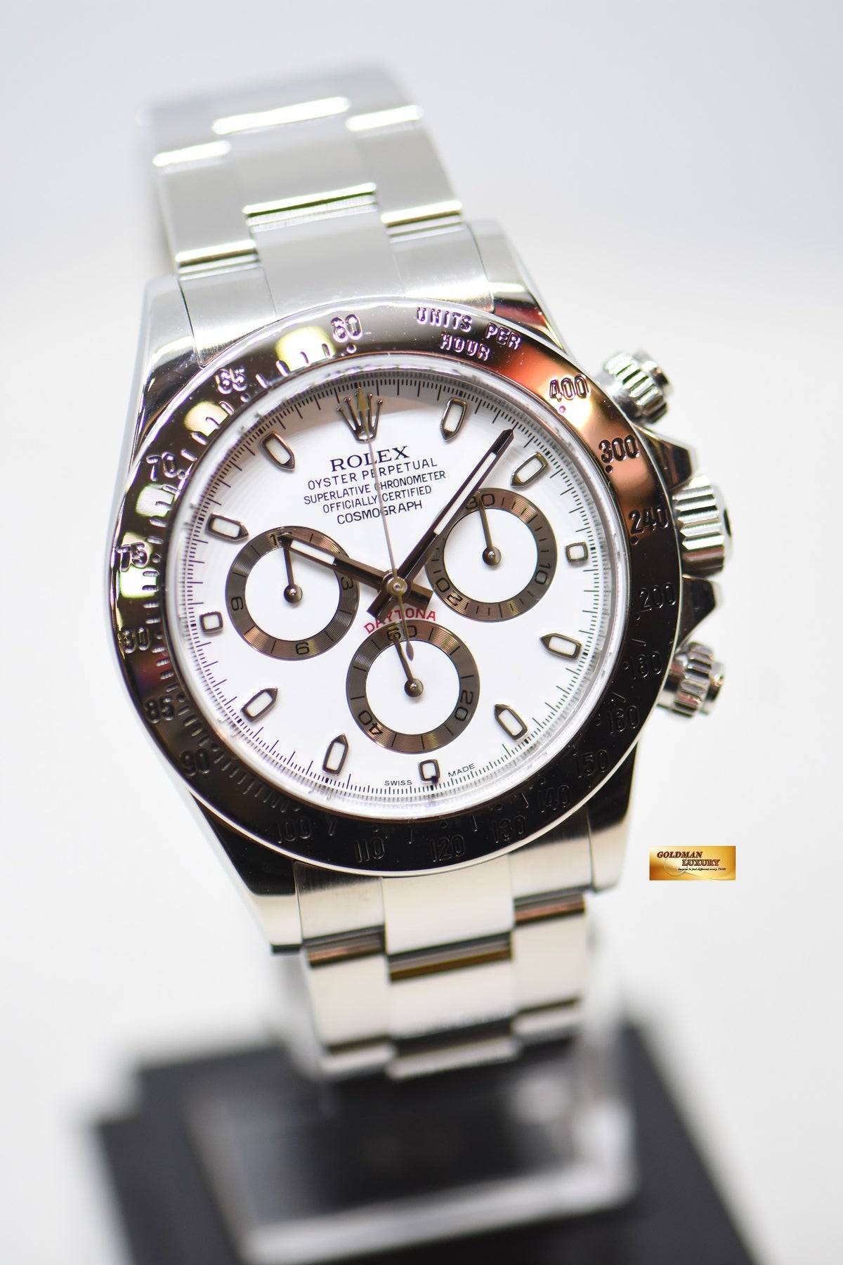 [SOLD] ROLEX OYSTER DAYTONA CHRONOGRAPH 40mm STEEL IN OYSTER BRACELET WHITE “APH” DIAL 116520 (MINT)