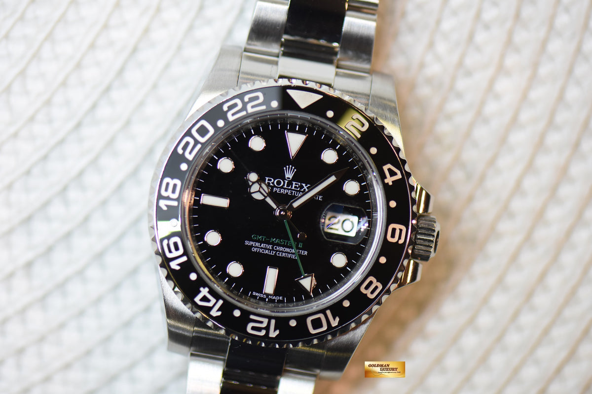 [SOLD] ROLEX OYSTER GMT-MASTER II 40mm CERAMIC BLACK BEZEL OYSTER STEEL BRACELET 116710LN (MINT)