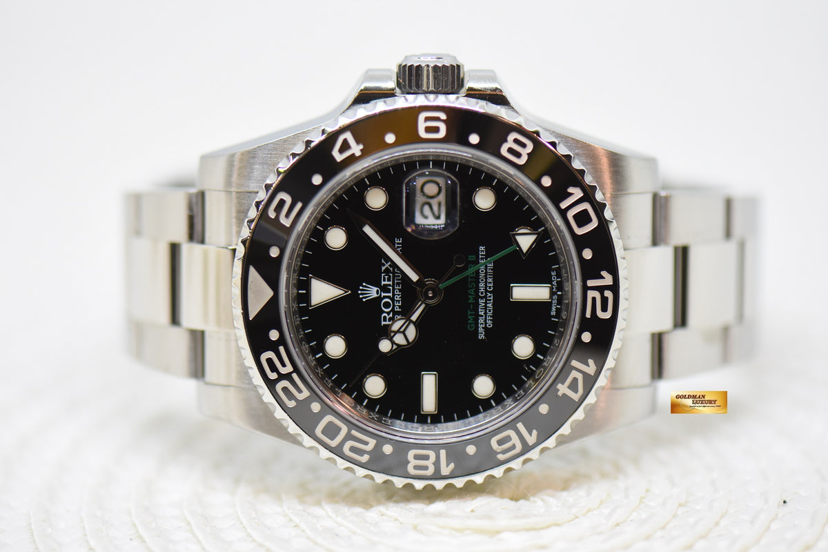 [SOLD] ROLEX OYSTER GMT-MASTER II 40mm CERAMIC BLACK BEZEL OYSTER STEEL BRACELET 116710LN (MINT)