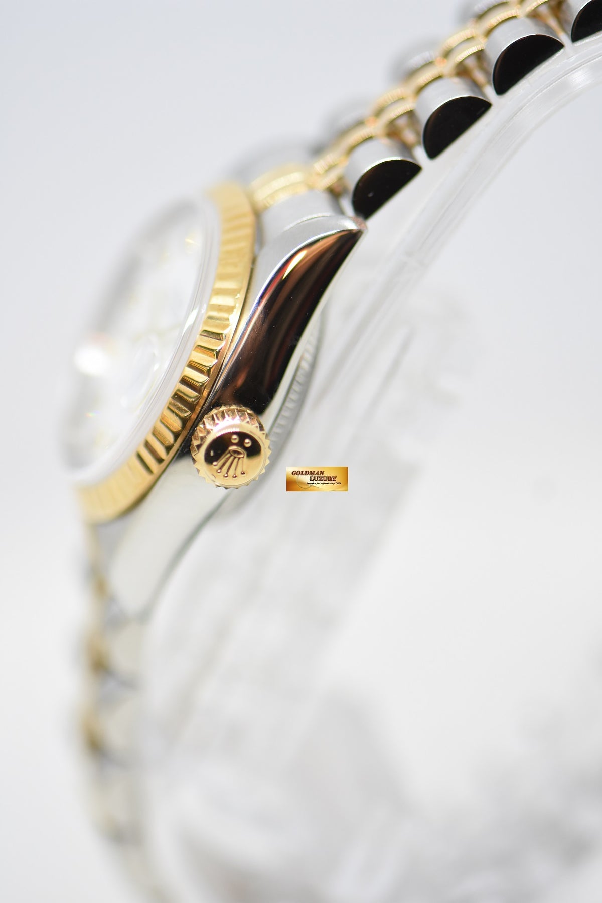 [SOLD] ROLEX OYSTER DATEJUST 26mm HALF-GOLD IN JUBILEE BRACELET WHITE DIAMOND DIAL 69173 (MINT)