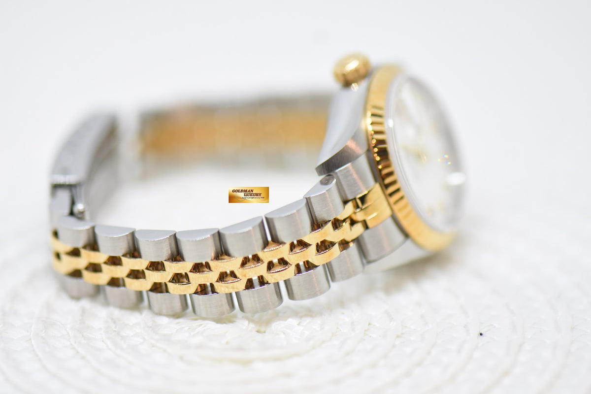 [SOLD] ROLEX OYSTER DATEJUST 26mm HALF-GOLD IN JUBILEE BRACELET WHITE DIAMOND DIAL 69173 (MINT)